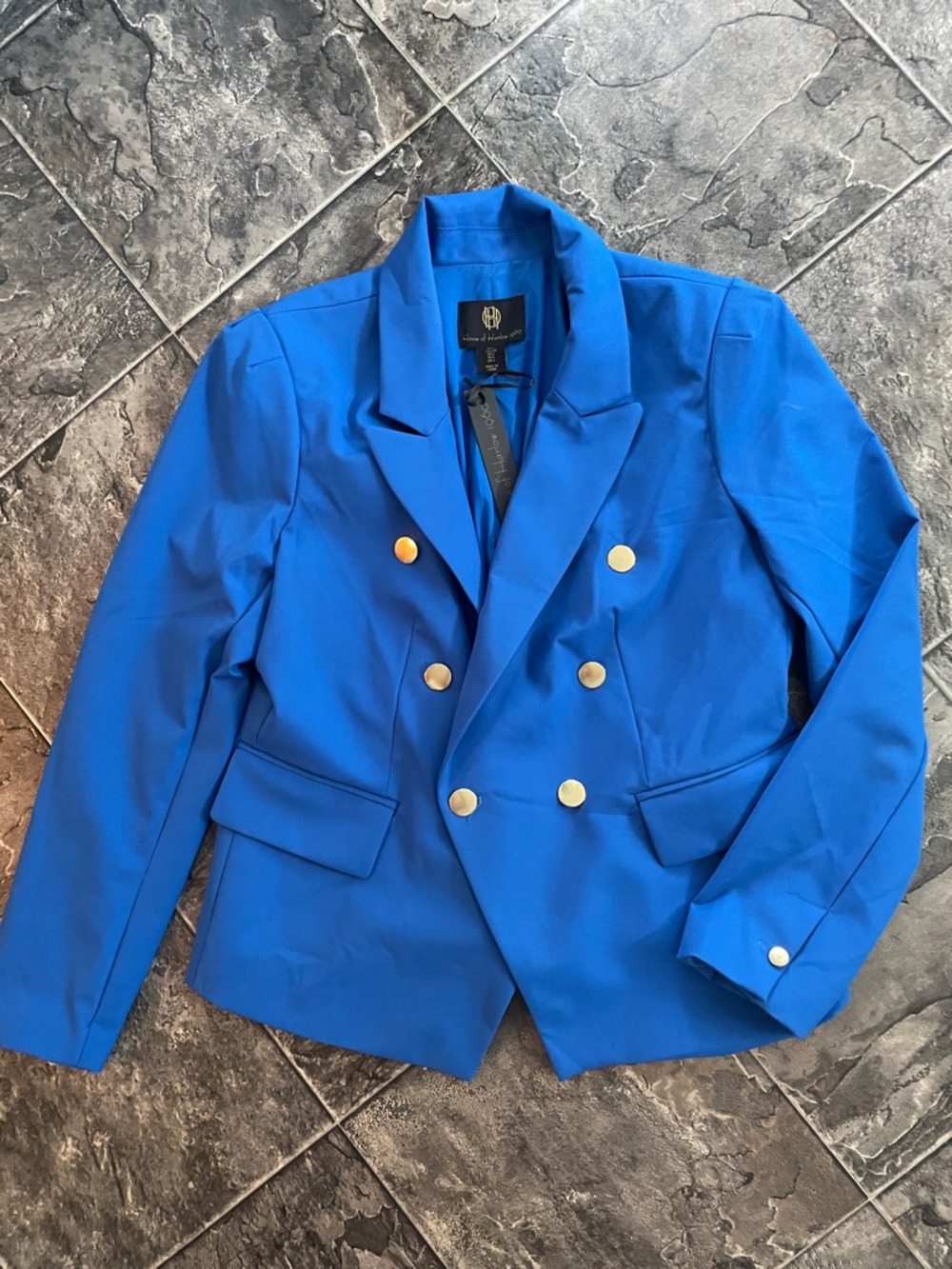 ⭐️NWT HOUSE OF HARLOW 1960 Cobalt Blue Double-Breasted Gold Button Office Blazer